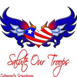 Salute our Troops Heart Flag
