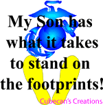 My Son has what it takes to stand on the footprints USMC