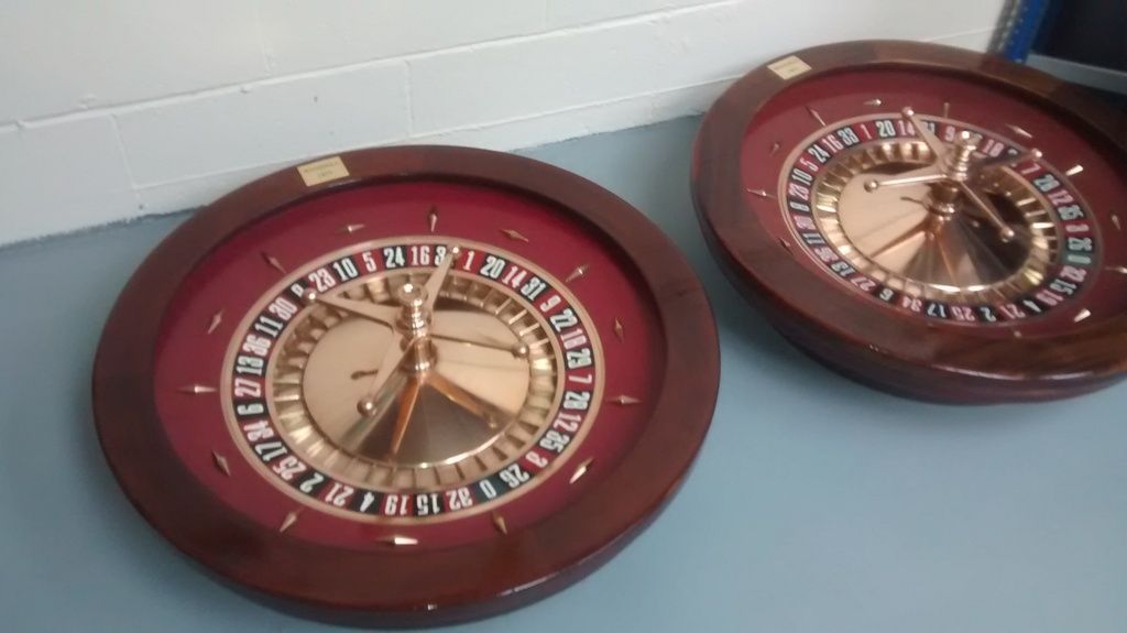 Pair of vintage full sized roulette wheels, unique history, seen on tv