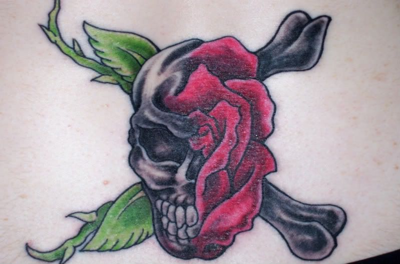 rose skull tattoo. rose skull tattoo. harley