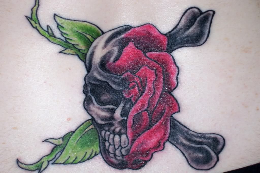 rose skull tattoo. try some with and without the
