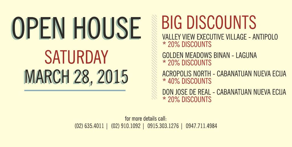 OPEN HOUSE MARCH 28 2015