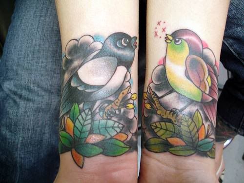 Wrist tattoos of birds