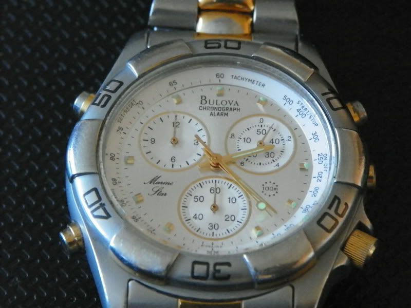 bulova chronograph alarm marine star 100m
