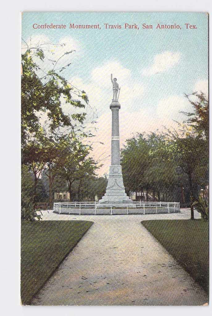 ANTIQUE POSTCARD TEXAS SAN ANTONIO TRAVIS PARK CONFEDERATE MONUMENT