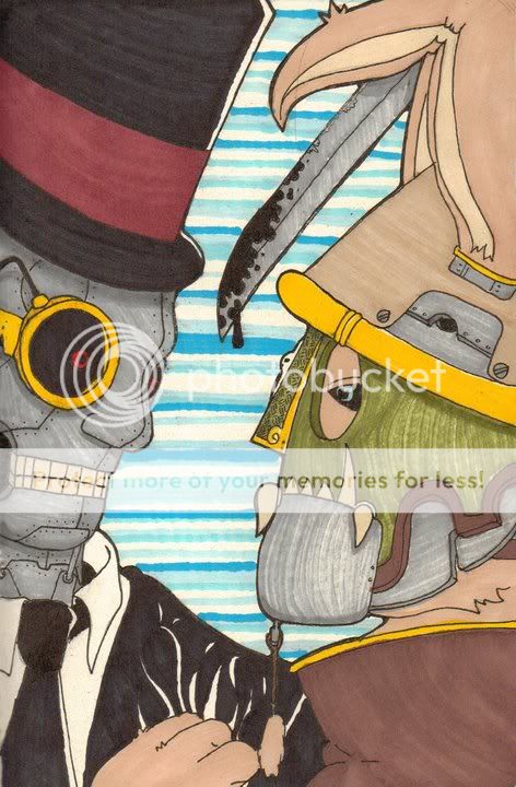 Samurai Rabbit Vs. Cyborg Gentlemen : r/Art