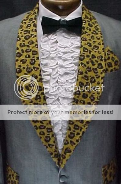 SILVER GRAY LEOPARD PROM TUX TUXEDO SMOKING JACKET 46R  