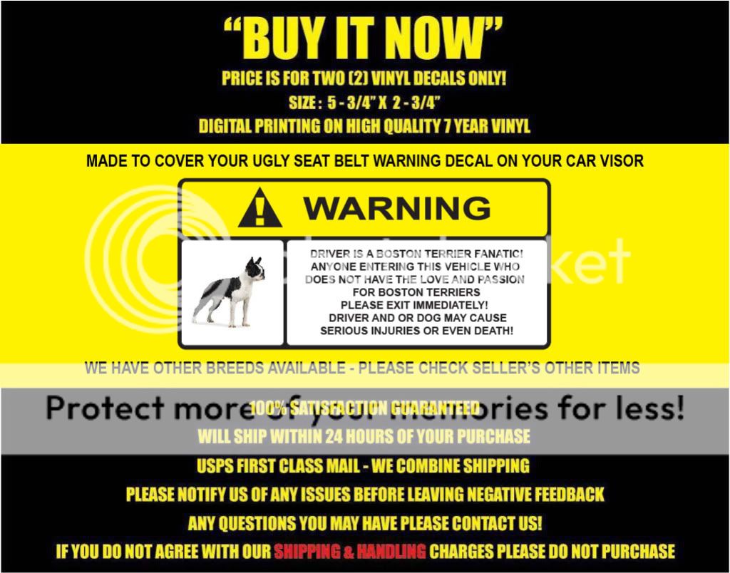 Boston Terrier Dog Decal Dog Sticker Warning Decal Funny Boston 